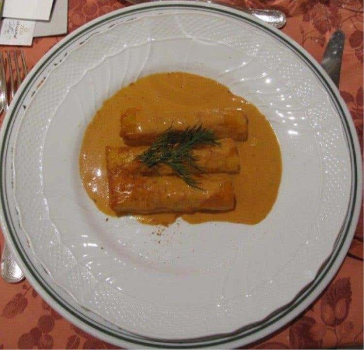 Cannelloni di dentice con vellutata di crostacei